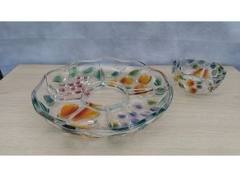 2 Piece Glass Platter And Dip Bowl