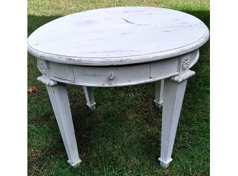 Round White Table With Drawers