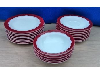27 Piece Red And White Plates/bowls