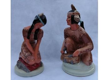 Male And Female Painted Porcelain Indians