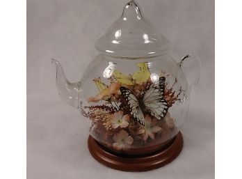 Glass Teapot With Real Butterfly Inside