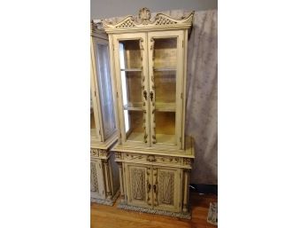 Ornate Italian Wood Cabinet Hutch With Light  Lot 1