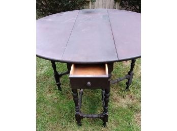 Old Brown 2 Leaf Table With Drawer