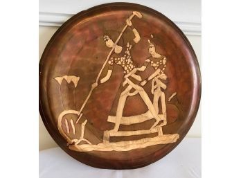 Wooden Plate With Carved With Egyptian Boater
