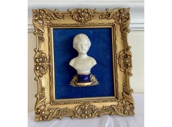 Bust Of Young Boy Mounted On Blue Velvet In Beautiful Frame A Distinctive  Creation By Century Sales #M372