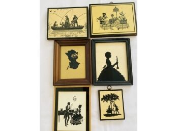 Six Silhouettes On Glass And Board