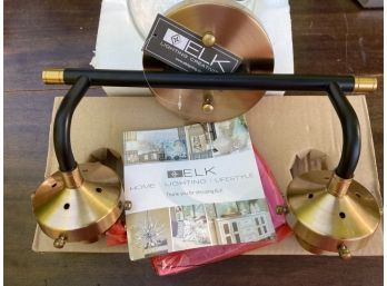 Elk Lighting Creativity Wall  Mount  With Glass Globes Black With Brushed Brass/copper Accent NIB
