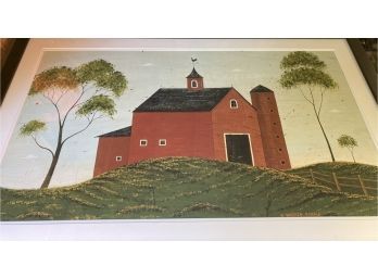 Framed Print Of A Red Barn By Warren Kimble