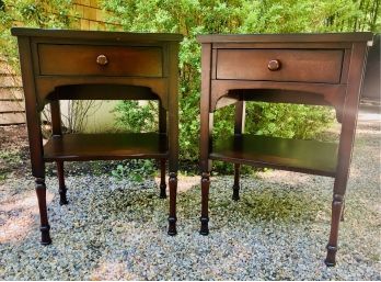 Nice Matching Pair Of One Drawer Side Tables With Dove Tail Corners