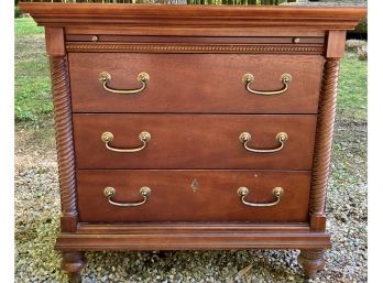 J. McLaughlin By Bassett 3 Drawer Bedside Chest In Mahogany  With Pull Out Writing Sleeve
