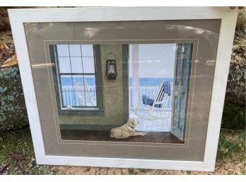 Framed Print Of View Of A Dog Waiting In A House By The  Seaside