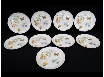 Set Of 9 Lenox Butterfly Meadow Dinner Plates In Monarch Pattern