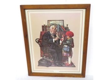 Framed Norman Rockwell Print - The Doctor And The Doll - A Classic