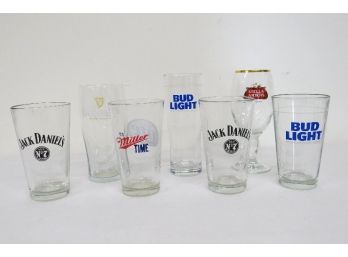 A Grouping Of Advertising Beer Glasses