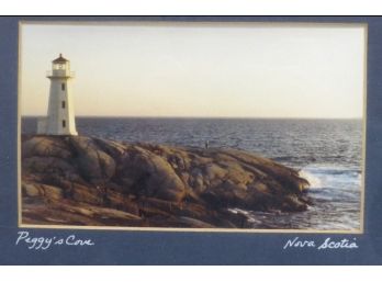 Peggy's Cove Lighthouse, Nova Scotia Framed Photo, Lone Individual Out On The Rocks