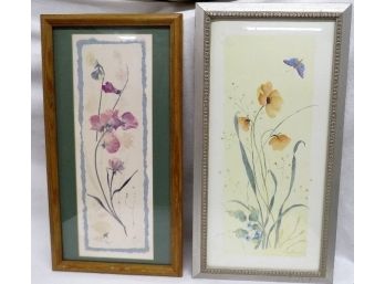 Pair Of Decorative Floral Framed Prints, Signed