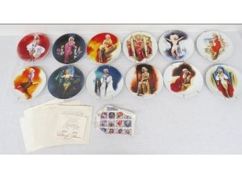 Marilyn Monroe Set Of 12 Collectible Plates 1990-1992 Series By Chris Notarile / Bradford Exchange W/COA's