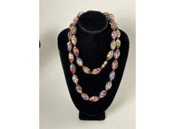 FABULOUS MILLIFIORE 28' BEADED GLASS NECKLACE