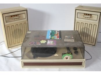 Working Tele-Tone Record Player With Pair Of Speakers