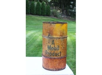 Vintage Mobil Oil Large 120 Lb. Lube Can - Rare Piece Of Mobil Oil History