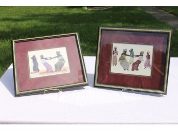 Set Of Two African Inspired Art Prints - Harmony I & II - Double Matted And Framed From Paragon Picture Gallery
