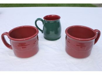 Set Of Two Coffee Mugs/Soup Bowls By Longaberger Pottery & Coffee Cup By Alexander Julian