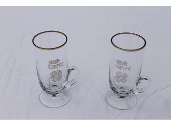 Set Of 2 Nice Looking Irish Coffee Glasses With Gold Trim