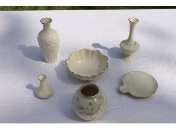 Collection Of 6 Lenox Items Includes Bud Vases, Floral Gardens Etc. Tallest Measures 7.5'