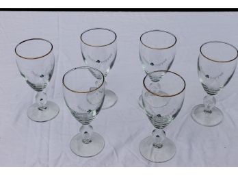 Set Of Six Very Nice Irish Coffee Glasses With Cute Little Shamrocks In Fritted Stems