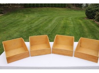 Set Of Four Vintage Solid Wooden Storage Or File Boxes/Trays - Made Well