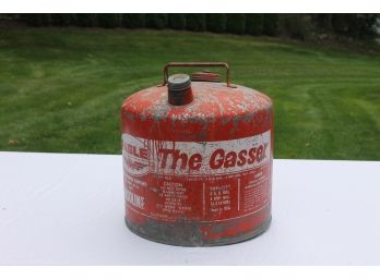 Vintage 'The Gasser' By Eagle 5 Gallon Metal Gas Can With Both Caps