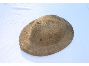 Vintage Pith, Safari Or Garden Hat - With Leather Inside Strap