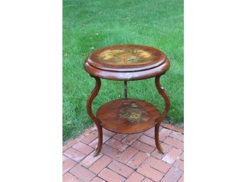 Vintage French Provincial Stenciled 2 Tier Side Table