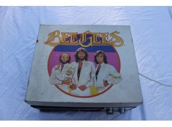 Vintage 1979 BeeGees Portable Record Player With Working Strobe Light - Cool