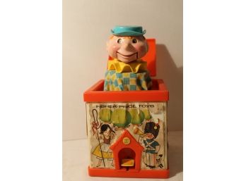 Vintage 1970 Fisher Price 138 Jack In The Box Puppet Squeak Talk Pop Up Toy