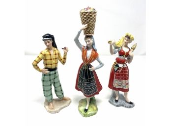 Trio Of Handpainted Portuguese Figurines