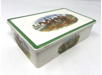 Copeland Spode Box With Hunting Scene Motif