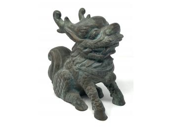 Vintage Vert De Gris Bronze Foo Dog Sculpture