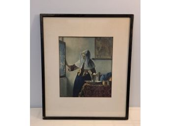 Young Woman W A Water Jug By Vermier, Vintage Framed