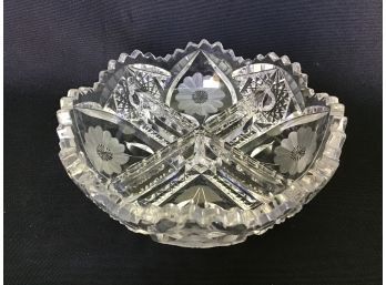 American Brilliant Period Divided Crystal Nut Bowl
