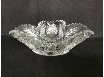 American Brilliant Period Crystal Bowl With Saw Tooth Rim