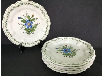 Set Of 6 Blue Floral Plates By Andrea, Italy
