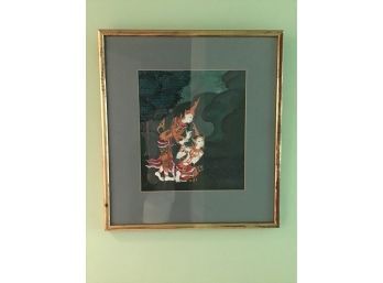 Framed Thai Deity Painting - 17 X 19