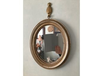 Antique Oval Mirror With Decorative Hanger 10.5 X 13