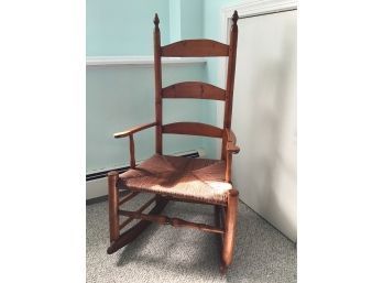 Antique Rocker With Woven Seat