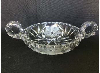 Crystal Candy Or Nut Dish With Double Finger Handles