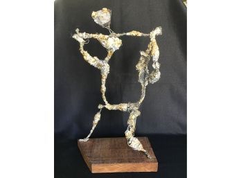 Unusual Wire And Foil Sculpture Of Dancing Couple
