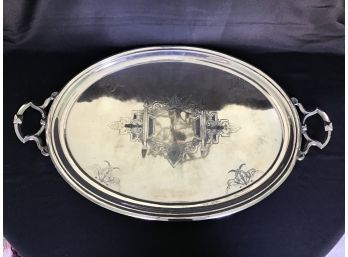Magnificent Extra Large Silver Plated Tray With Handles, Meriden Company - 19 X 32