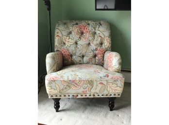 Pier 1 Tufted Floral Linen Club Chair (1 Of 2)