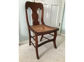 Tiger Maple Antique Side Chair With Caned Seat, Mid 1800s?